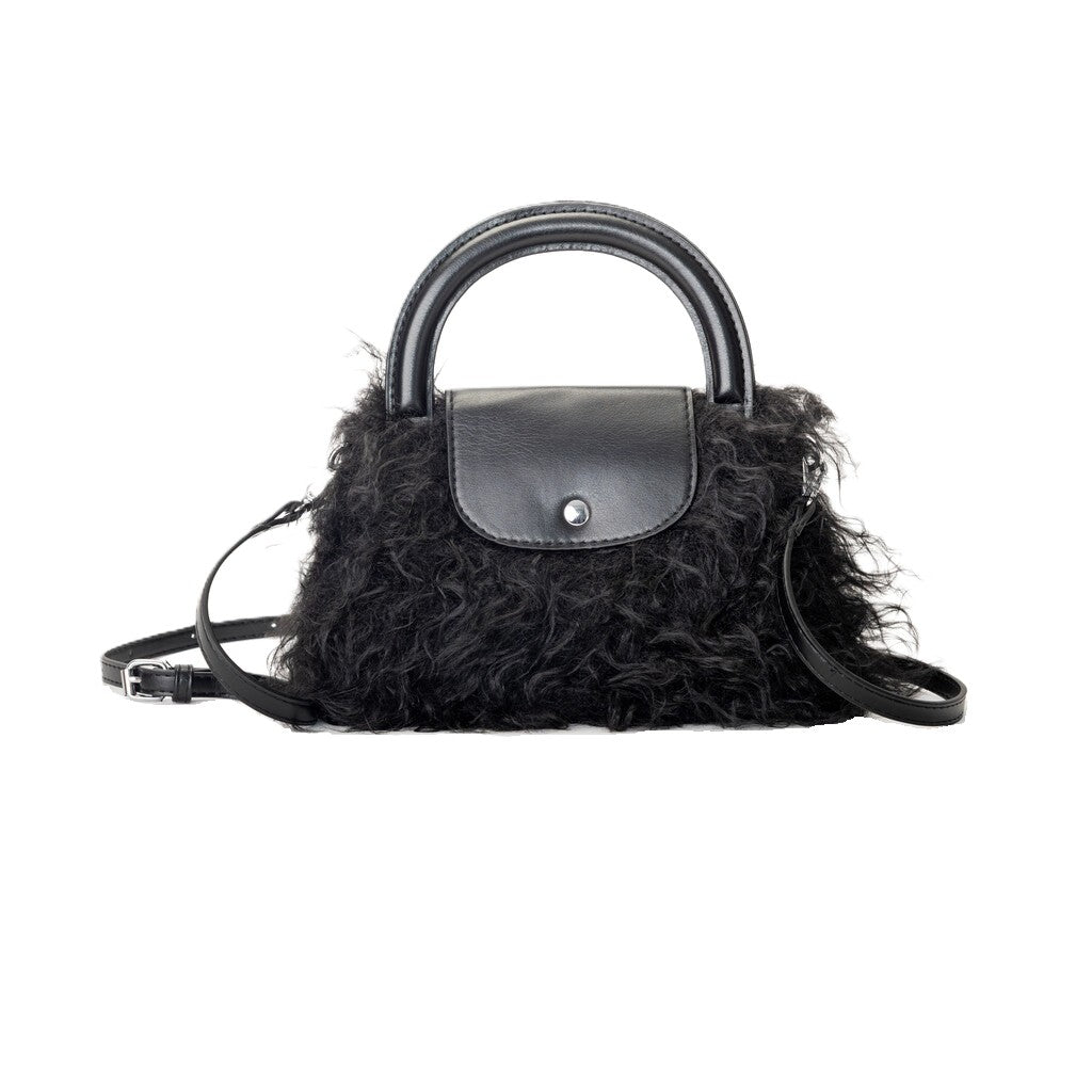 1685 NOIR BESACE FAUSSE FOURRURE