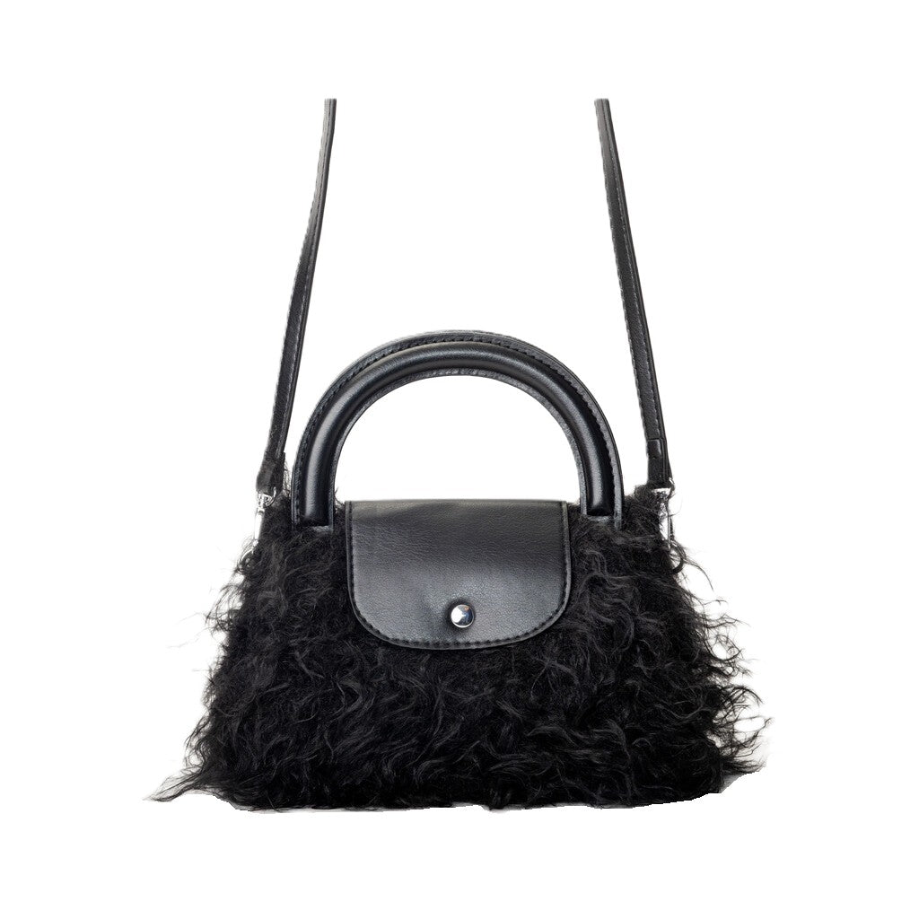 1685 NOIR BESACE FAUSSE FOURRURE