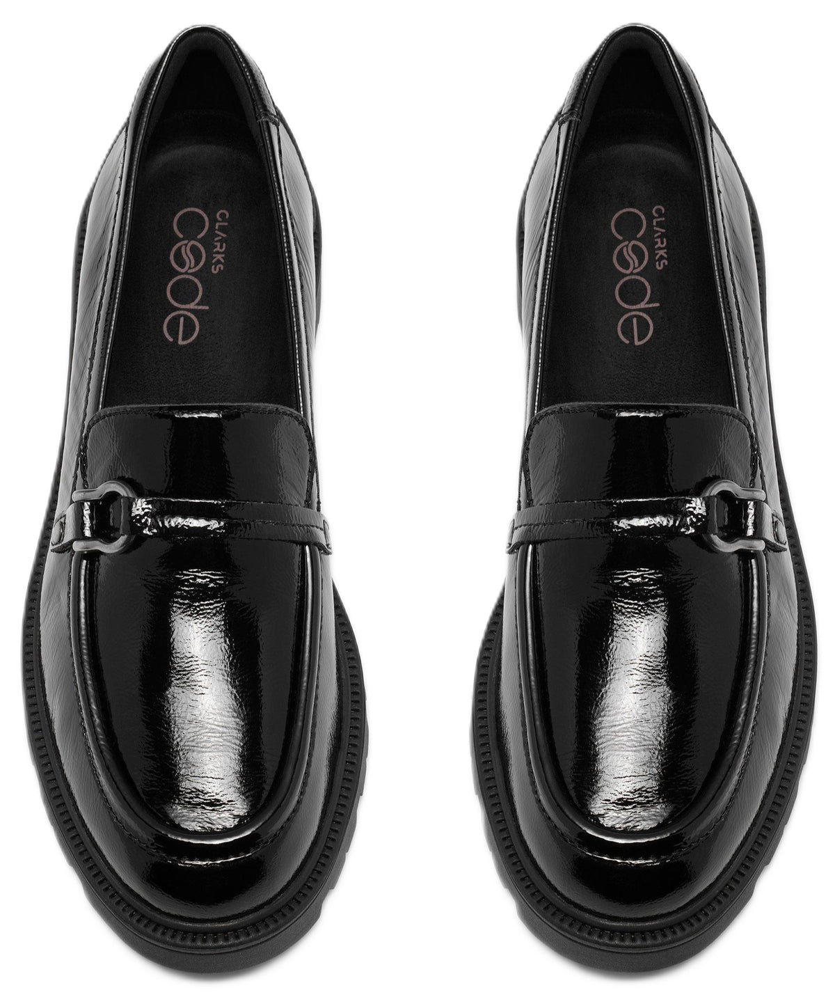 Mocassins pour femme Clarks CODE L STEP 26327162, noir verni