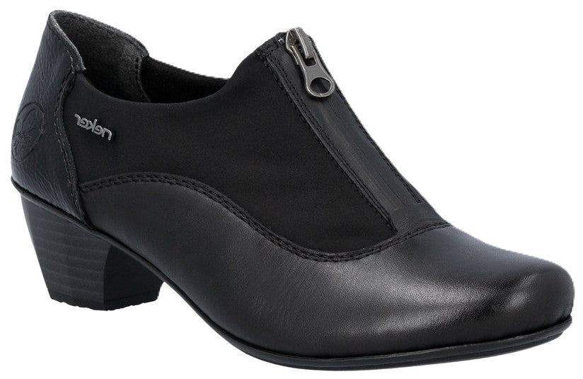 Chaussures à talons bas pour femme Rieker 41765-00, noir verni