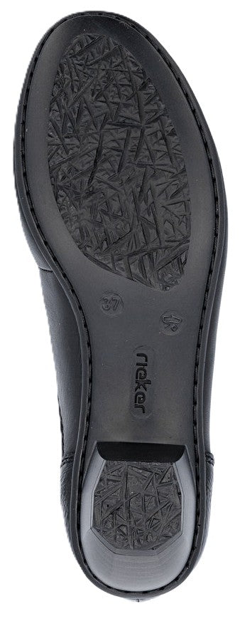 Chaussures à talons bas pour femme Rieker 41765-00, noir verni