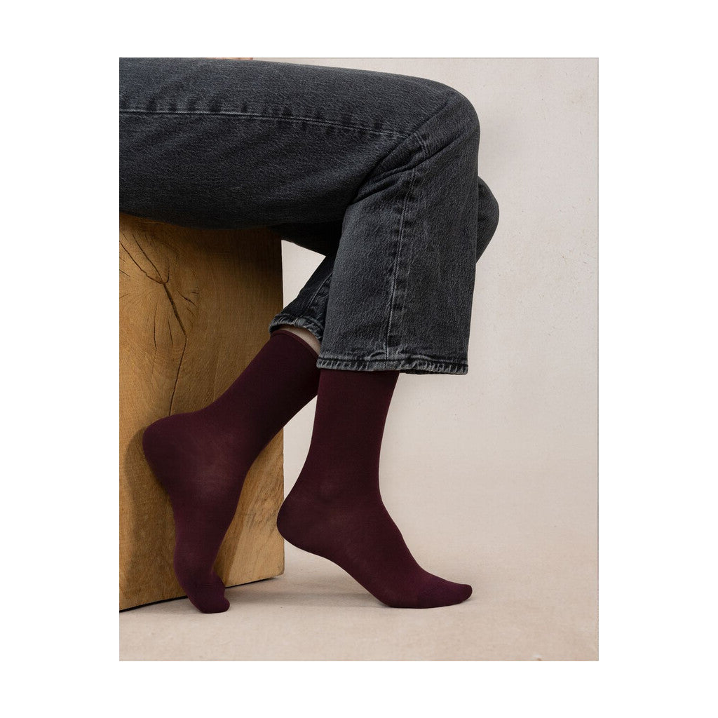 Bas pour femme Bleu Forêt CHAUSSETTES COTON VELOUTÉ UNIES, mauve